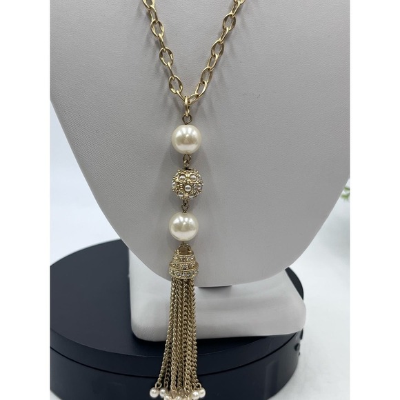 Lia Sophia "Joyous" Gold Tone Crystals Glass Pearls Resin Beads Necklace - Picture 2 of 12